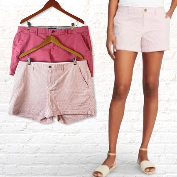 Old Navy Pants - Old Navy Size 16 Everyday Shorts 2 pack Solid Pink and Pink Stripe Seersucker